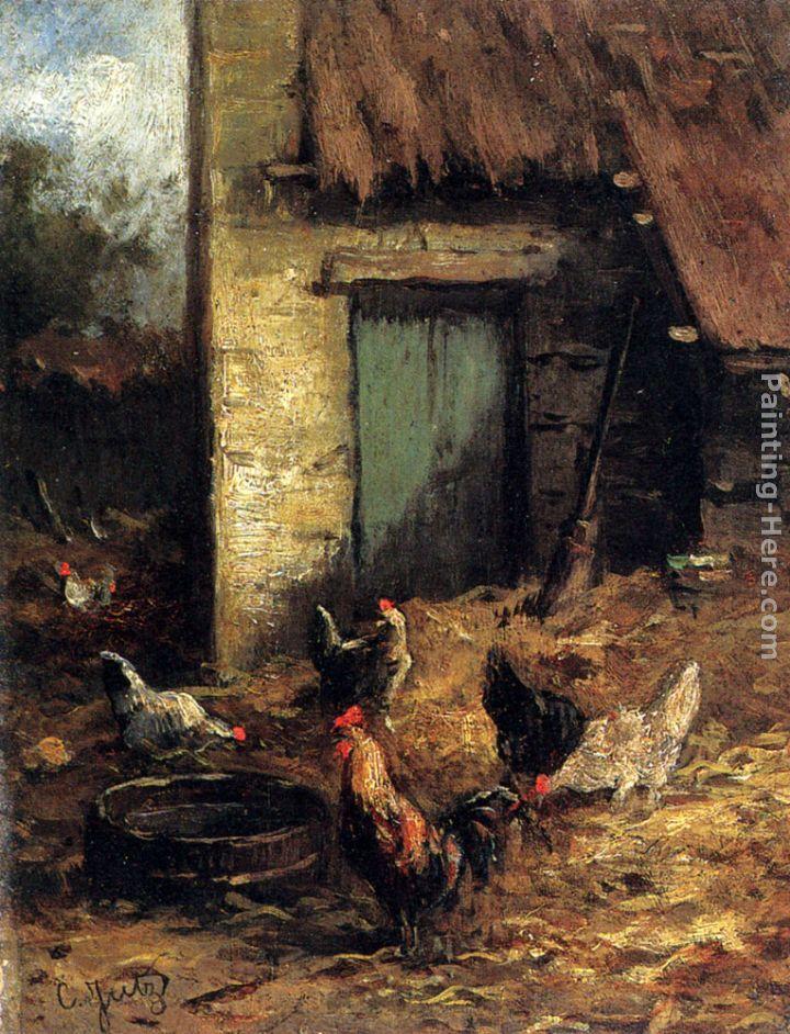 Carl Jutz Poultry In A Farmyard
